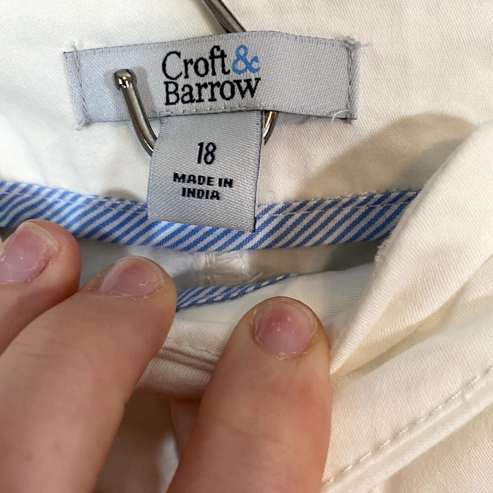 Croft & Barrow 18 Chino Pants Womens White Beach Vacation Pockets Kohls Business - Picture 4 of 11